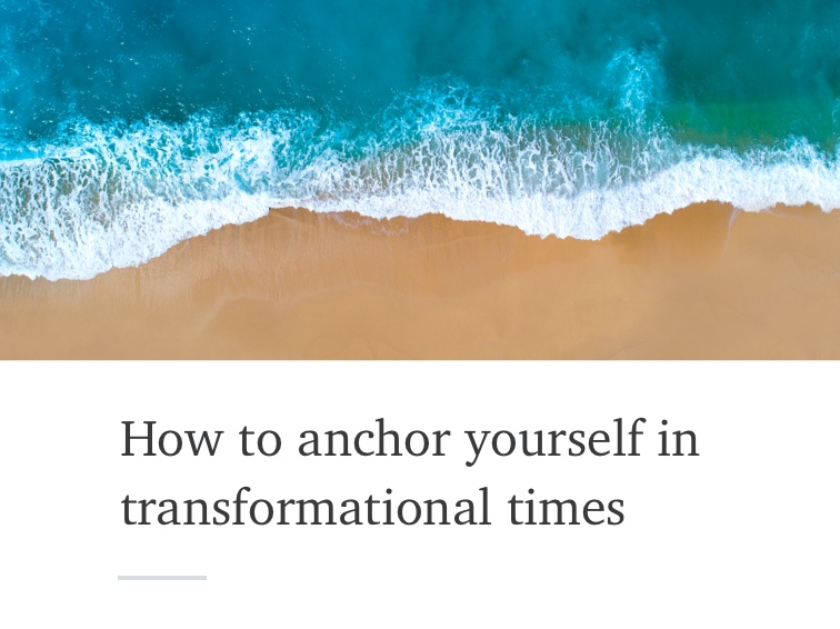 A screenshot of a Talium page on desktop: 'How to anchor yourself in transformational times'